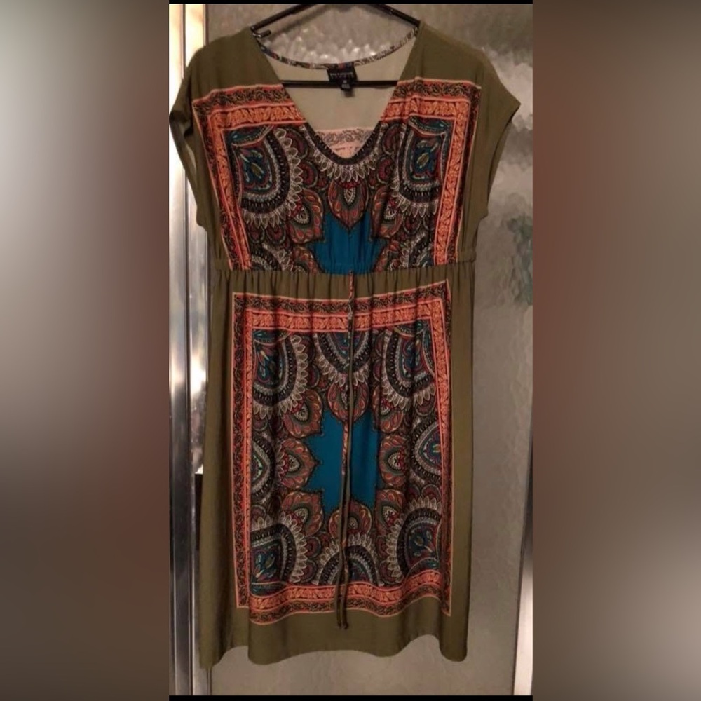 Enfocus Studio Teal and Olive Boho Dress